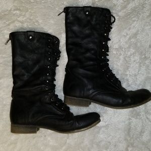 black combat boots
